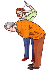 Persona dando golpes en la espalda a una persona con s&iacute;ntomas de atragantamiento