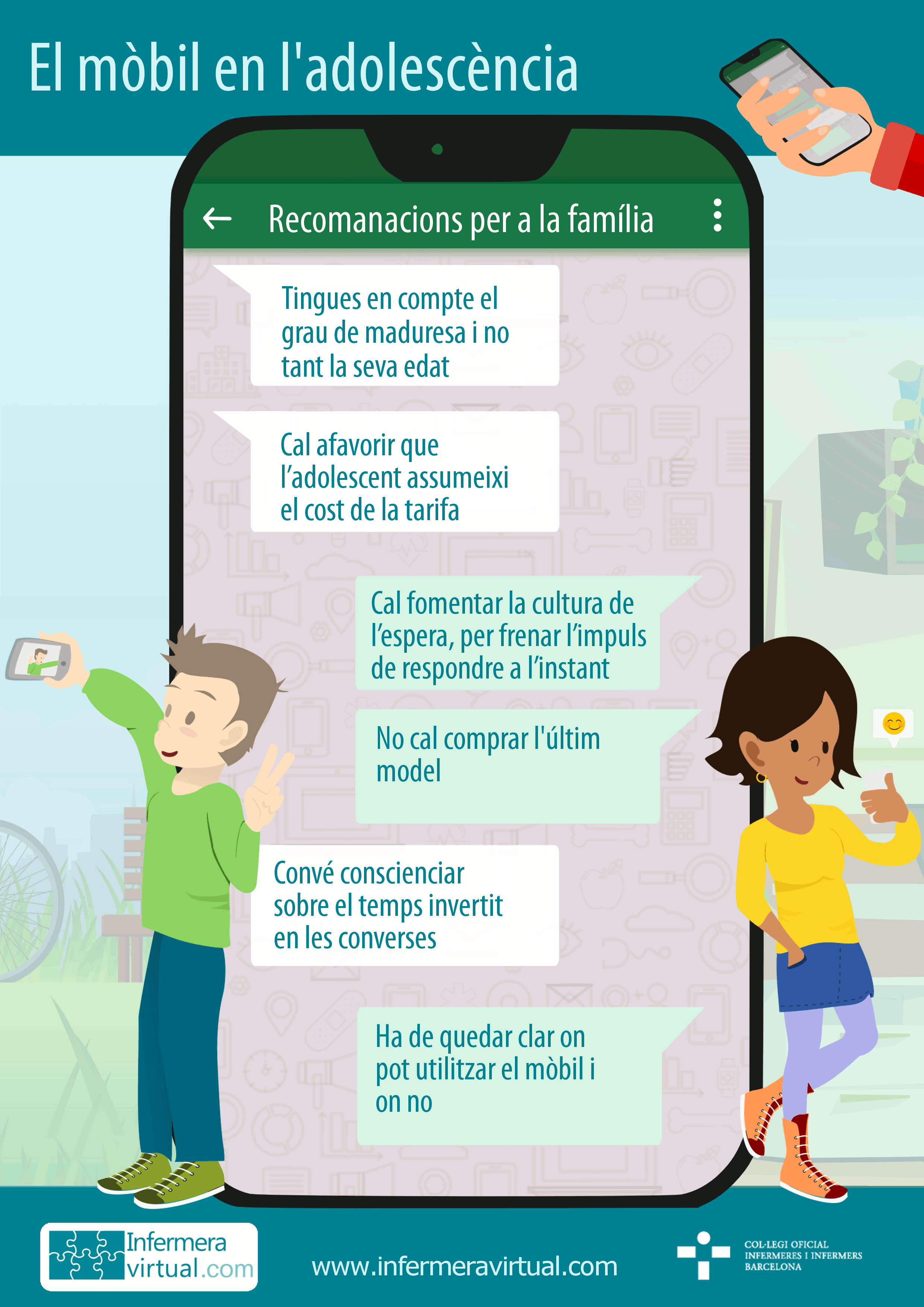 Infografia El m&ograve;bil. Recomanacions per als pares
