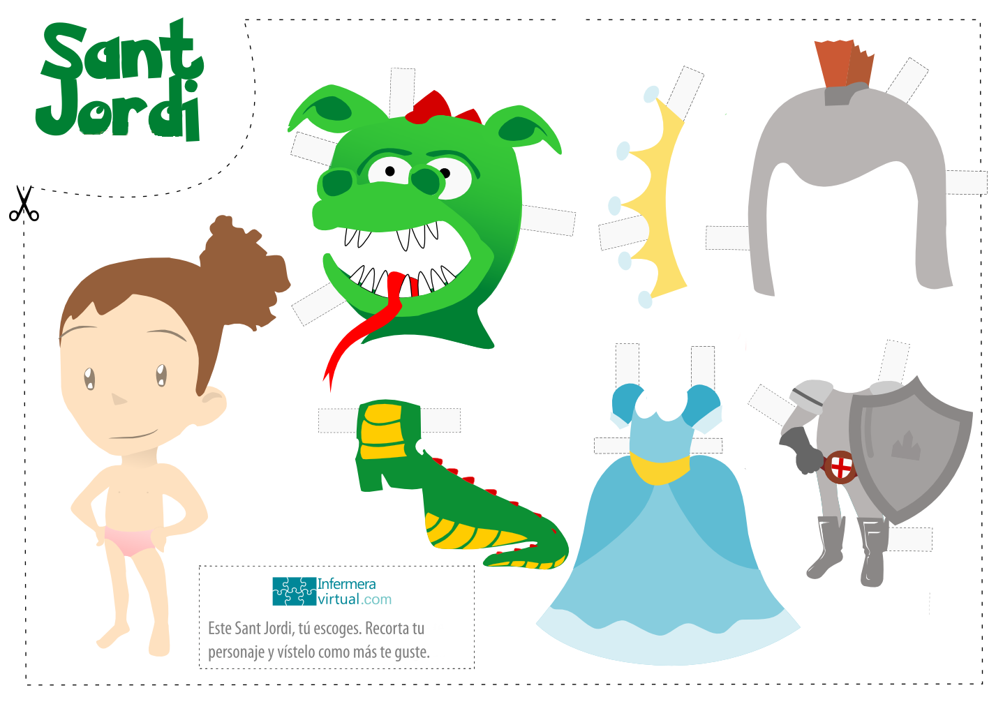Recortables Sant Jordi Ni&ntilde;a