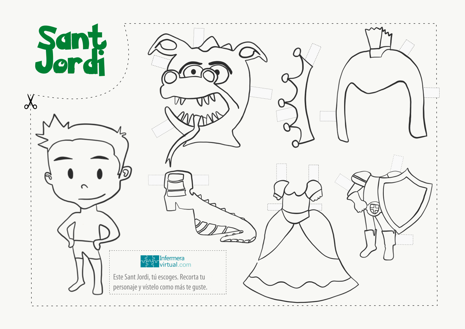 Sant Jordi para colorear ni&ntilde;o