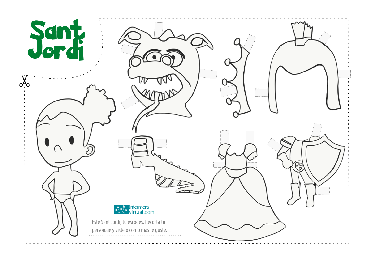 Recortable para colorear ni&ntilde;a