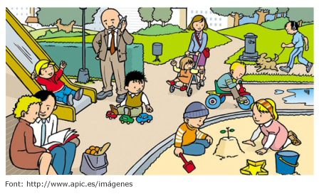 Parc amb nens jugant Nens en un parc jugant