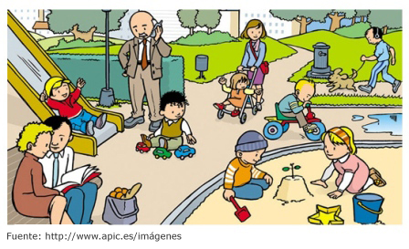 Ni&ntilde;os jugando en un parque