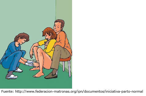 Mujer en cuclillas aguantada por detr&aacute;s