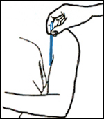 Toma de la temperatura con el term&oacute;metro en la axila